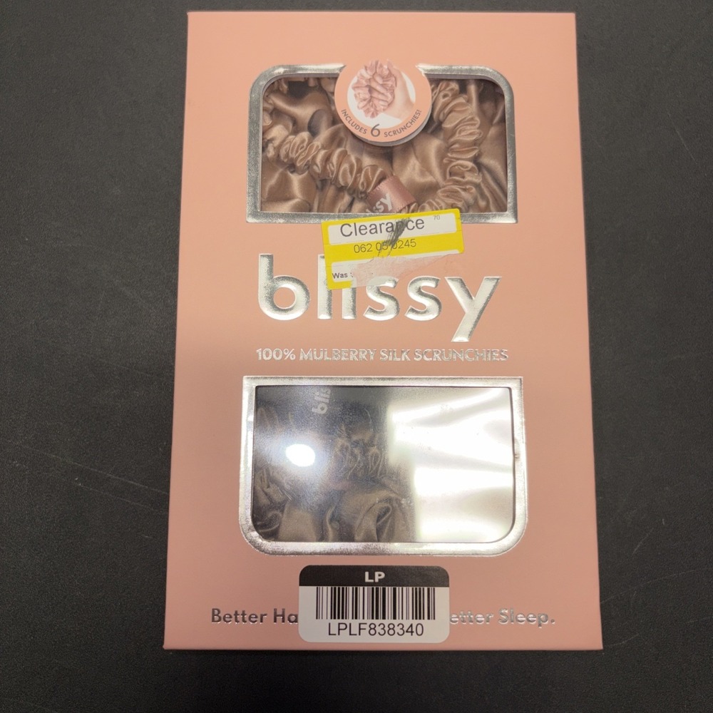 Blissy Machine Washable Silk 6 Piece Scrunchies Black, Rose Gold, Taupe